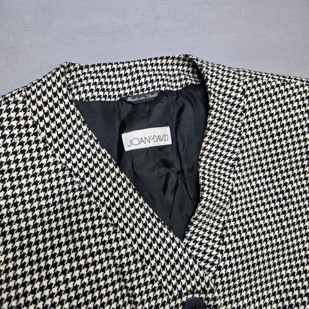 Vintage JOAN & DAVID Houndstooth Cropped Blazer 100% Lambswool Made in Italy - Picture 4 of 15